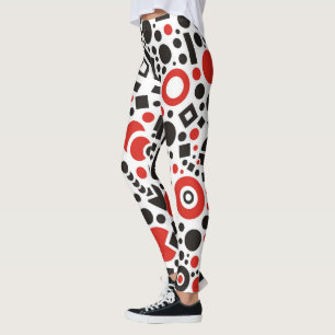 Red & Black Art Deco Design Yoga Byxor Leggings