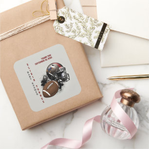 Red & Black Baby Shower för amerikansk fotboll Fyrkantigt Klistermärke