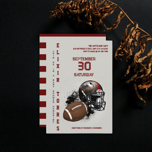 Red & Black Baby Shower för amerikansk fotboll Inbjudningar