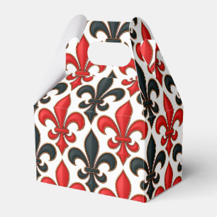 Red Black Baroque Fleur-de-lis Mönster Design Presentaskar