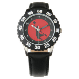 Red Black Basketball Silhouette Armbandsur