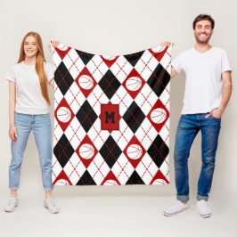 Red Black basketball Team färg argyle Fleecefilt