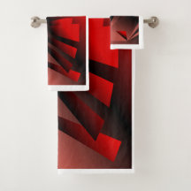 Red & Black Bath Towset Set