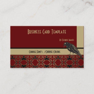 Red Black Bird Raven Logotyp Affärskort Visitkort