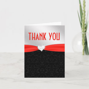 Red Black Blommigt Damask Diamond Tack Kort