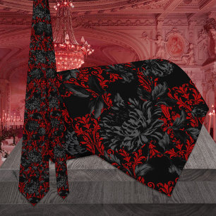 Red & Black Blommigt Damask Gothic Bröllop Slips