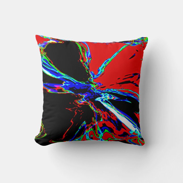 Red Black Blue Grönt Abstrakt Jewel Flower Design Kudde (Framsida)