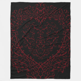 Red Black Bröllop Gothic Heart BeSnygg Elegant Fleecefilt