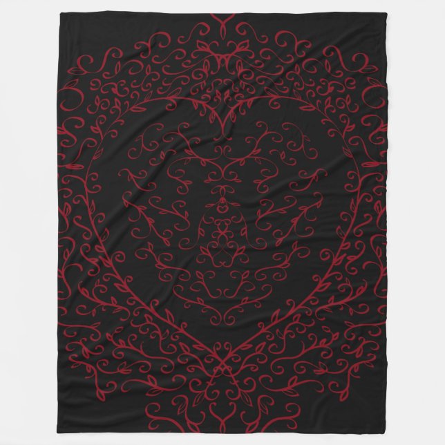 Red Black Bröllop Gothic Heart BeSnygg Elegant Fleecefilt (Framsidan)