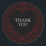 Red Black Bröllop Gothic Heart BeSnygg Elegant Runt Klistermärke<br><div class="desc">Vår vackra gula och svarta elegant-hjärtdesign är underbar som mörk elegant bröllop.</div>