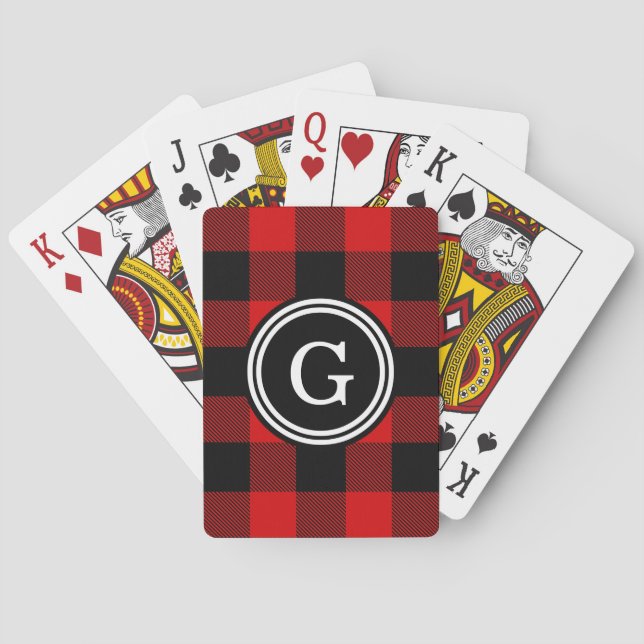 Red Black Buffalo Check Play 1IIR Casinokort (Baksidan)