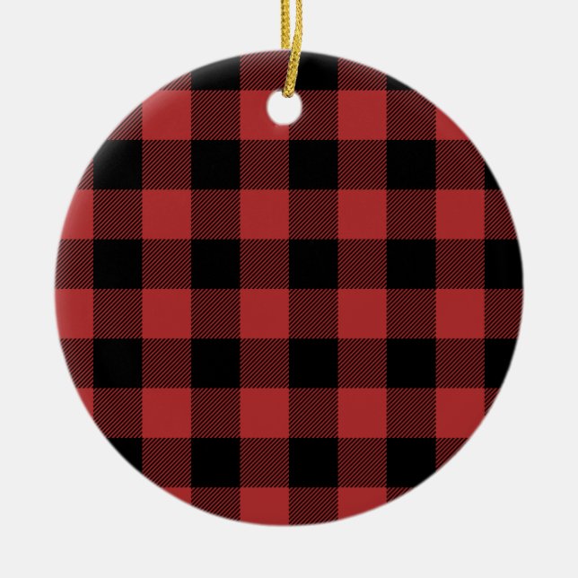 Red Black Buffalo Check Play Julgransprydnad Keramik (Framsidan)