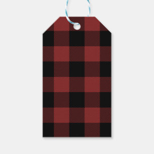 Red Black Buffalo Check Play Presentetikett