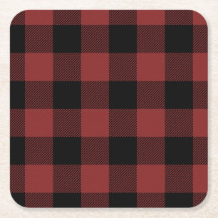 Red Black Buffalo Check Play Underlägg Papper Kvadrat