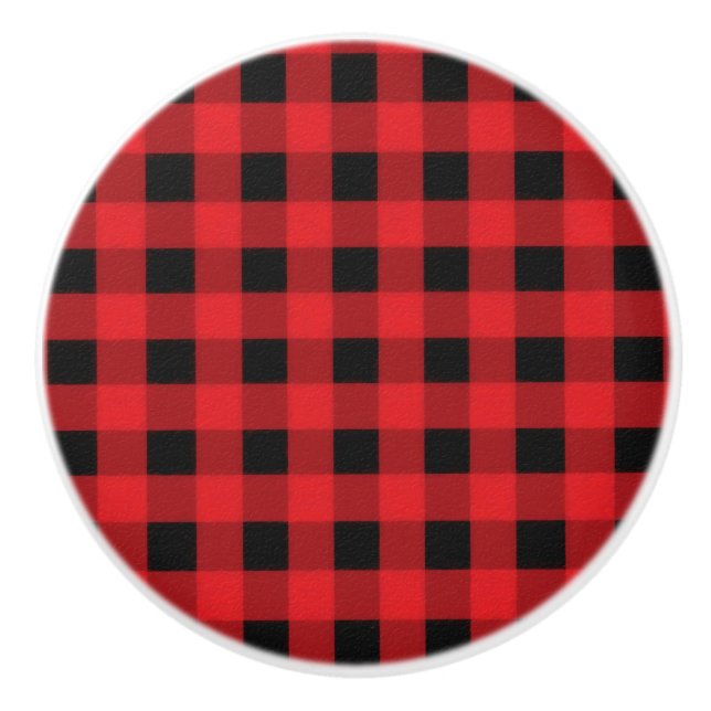 Red Black Buffalo Checker Play Land Rustic Knopp (Framsidan)
