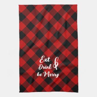 Red Black Buffalo Gingham Check Kitchen Towels Kökshandduk