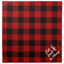 Red Black Buffalo Gingham Check Trasa Napkin