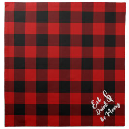 Red Black Buffalo Gingham Check Trasa Napkin Tygservett