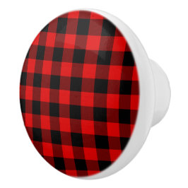 Red Black Buffalo Lumberjack Check Play Mönster Knopp