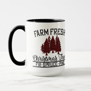 red, Black Buffalo Plaid Christmas Trees Mugg