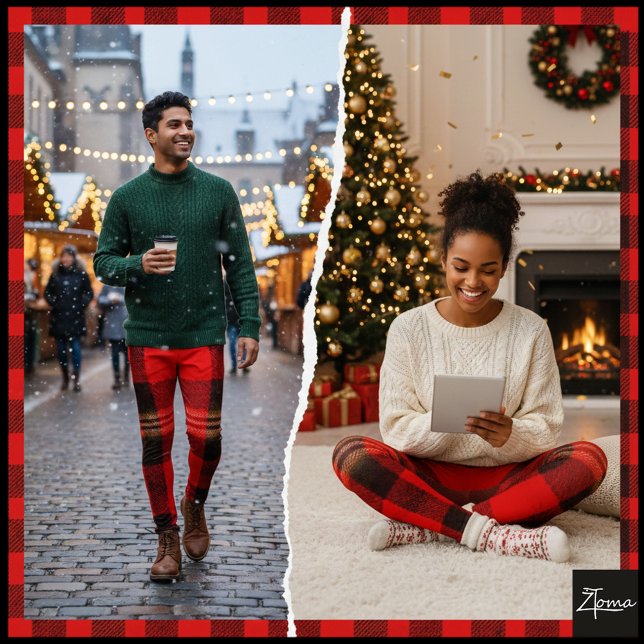 Red Black Buffalo Plaid Flannel Tartan Leggings (Skapare uppladdad)