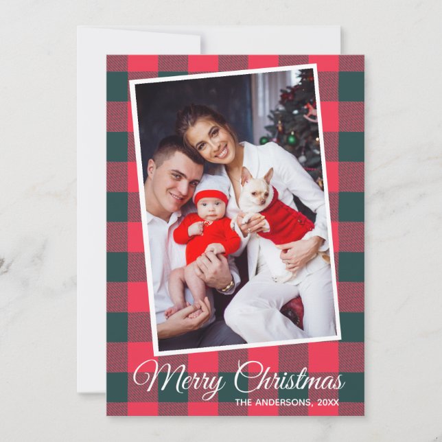 Red Black Buffalo Play Anpassningsbar Photo jul Inbjudningar (Framsida)