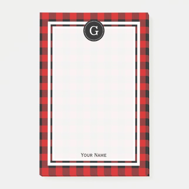 Red Black Buffalo Play Check 1IIR Post-it Block (Framsida)