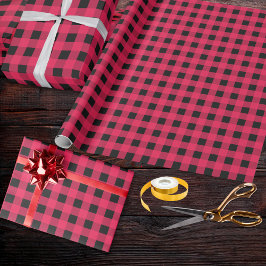 Red Black Buffalo Play Check Tartan Patterned Presentpapper