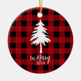 Red Black Buffalo Play Evergreen Träd be Merry Julgransprydnad Keramik