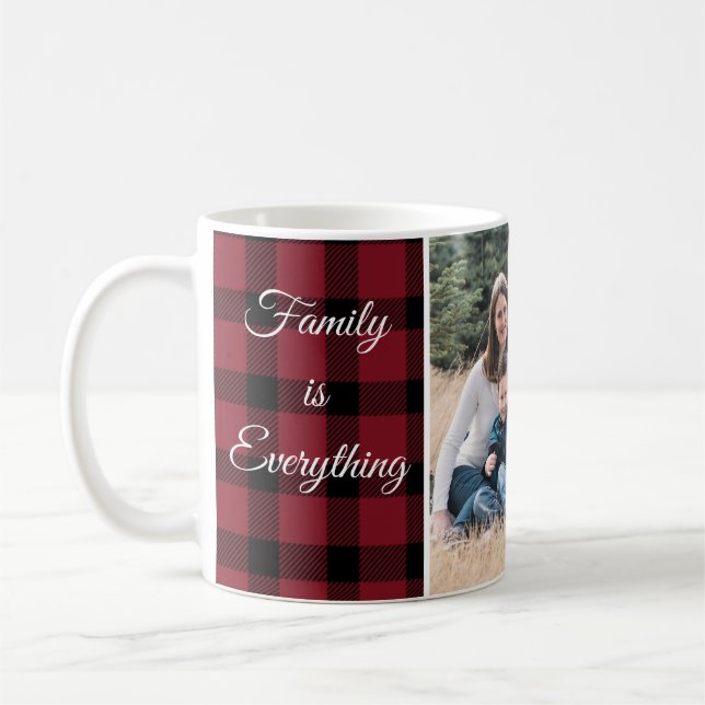 Red Black Buffalo Play Family Quote Namn Photo Kaffemugg (Vänster)