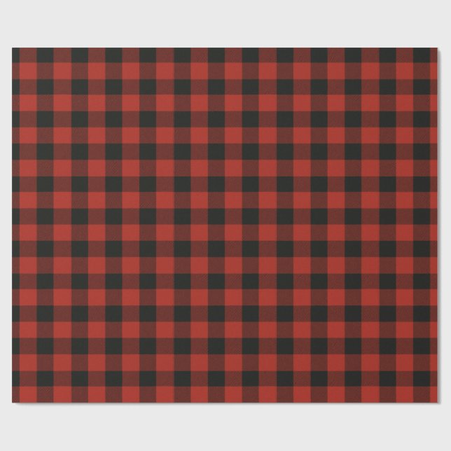 Red & Black Buffalo Play Festive Checkated Presentpapper (Platt)
