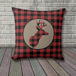 Red Black Buffalo Play Hjort Head Kudde
