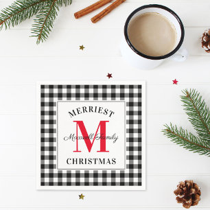 Red Black Buffalo Play jul Monogram Pappersservett