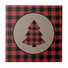 Red Black Buffalo Play Julgran Tile Kakelplatta