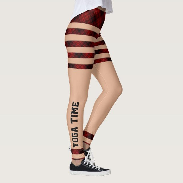 Red Black Buffalo Play Lumberjack Stil Yoga Time Leggings (Höger)