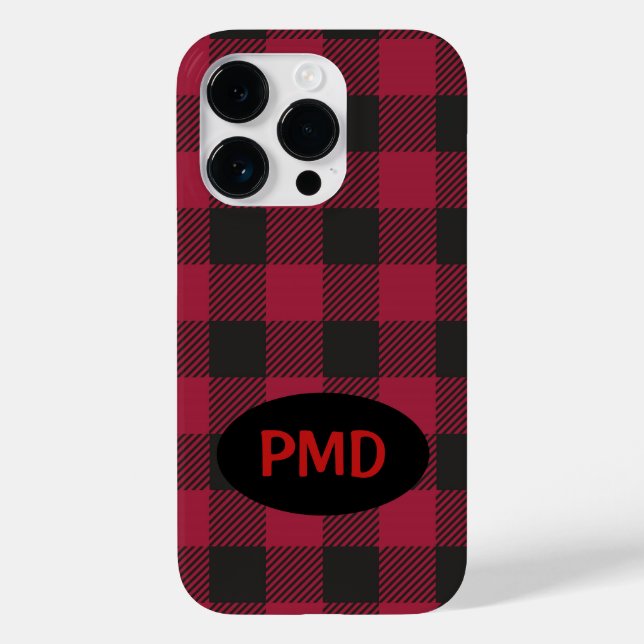Red Black Buffalo Play Monogram Personlig Fodral (Baksida)