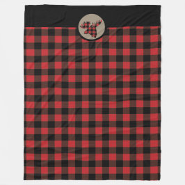 Red Black Buffalo Play Moose Head Fleecefilt