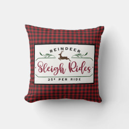 Red Black Buffalo Play - Reindeer Sleigh Rides Kudde