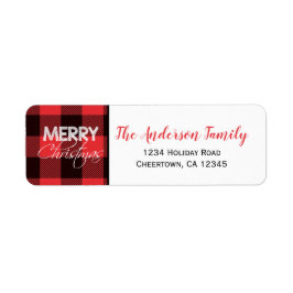 Red & Black Buffalo Play | Returadress för Helgdag Etikett