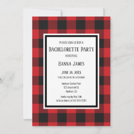 Red Black Buffalo Play Rustic Bachelorette Party Inbjudningar