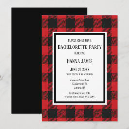 Red Black Buffalo Play Rustic Bachelorette Party Inbjudningar