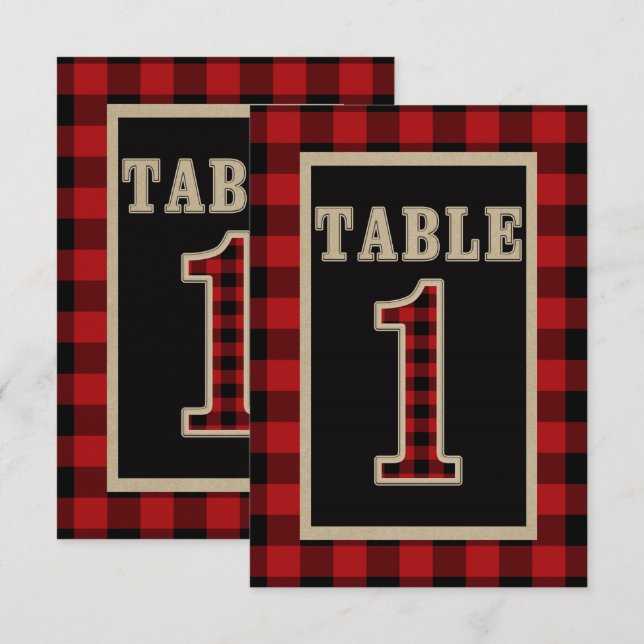 Red & Black Buffalo Play Rustic Bordsnummer 1 (Fram/baksida)