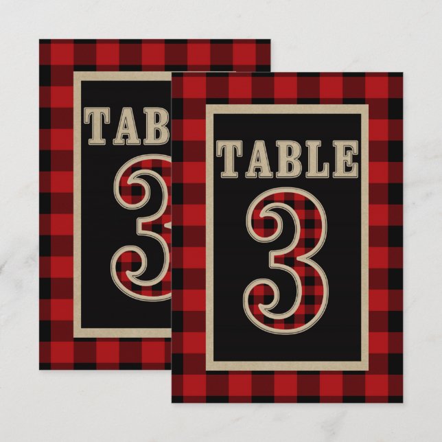 Red & Black Buffalo Play Rustic Bordsnummer 3 (Fram/baksida)