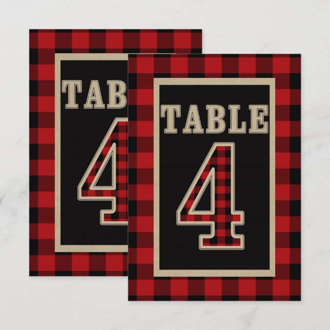 Red & Black Buffalo Play Rustic Bordsnummer 4 (Fram/baksida)