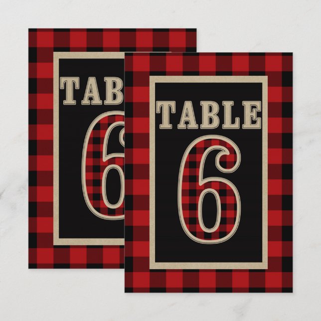 Red & Black Buffalo Play Rustic Bordsnummer 6 (Fram/baksida)