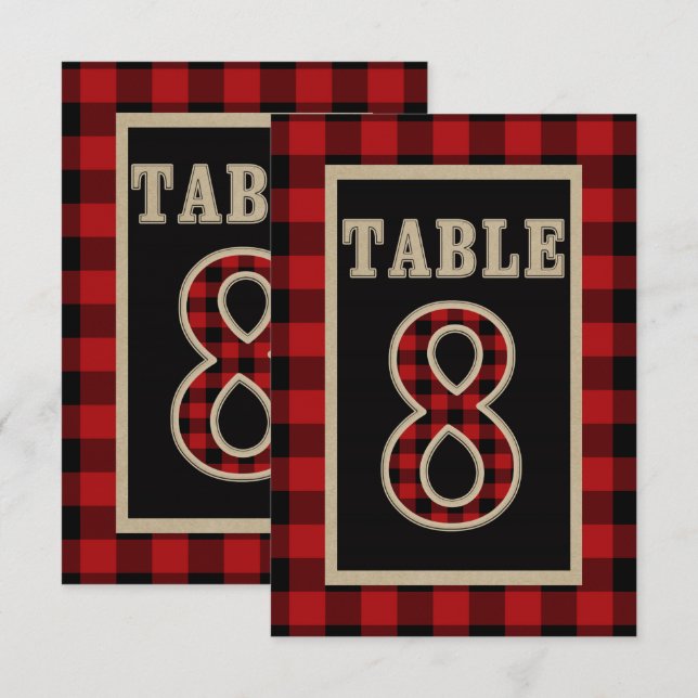 Red & Black Buffalo Play Rustic Bordsnummer 8 (Fram/baksida)