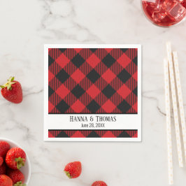 Red Black Buffalo Play Rustic Bröllop Pappersservett