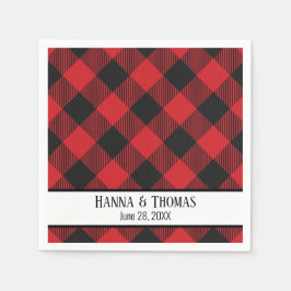 Red Black Buffalo Play Rustic Bröllop Pappersservett