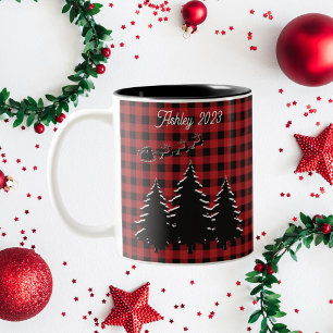 Red - Black Buffalo Play Träd och Santa Santa Två-Tonad Mugg