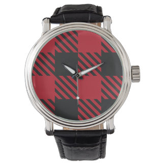 Red Black Buffalo Square Play Mönster 1 Armbandsur